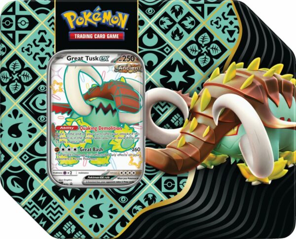 Pokémon SV4.5 - Paldean Fates - ex Tin Great Tusk ex 5-pack