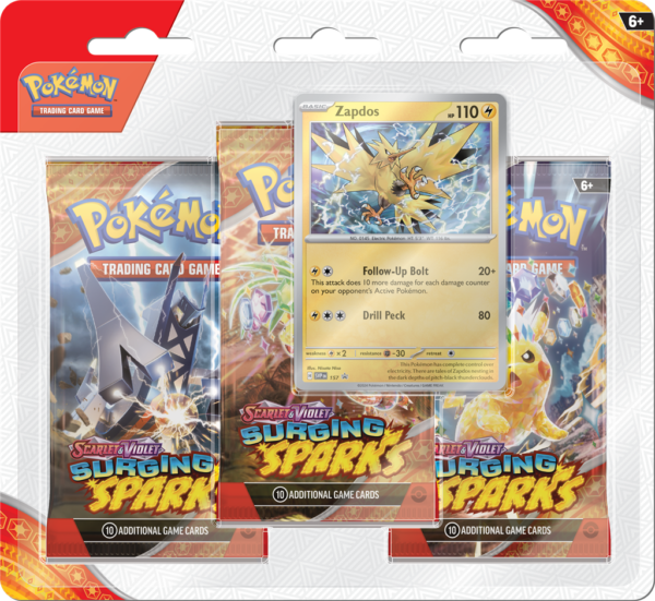 Pokémon - SV8 Surging Sparks - 3 Booster Blister Zapdos